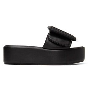 BOYY Black Leather Puffy Buckle Platform Sandals Size EU 38